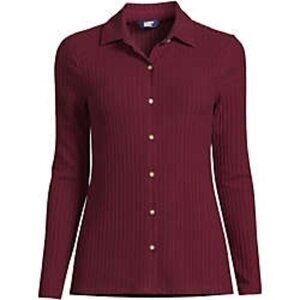 Lands' End XL Long Sleeve Wide Rib Button Front Polo